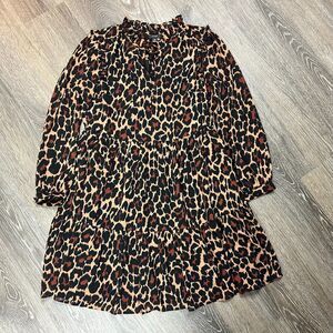 J. Crew Long Sleeve Tiered Ruffle Dress Chetah Leopard Pattern Size XS EUC